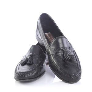 Johnston Murphy Black Leather Tassel Loafers Shoes